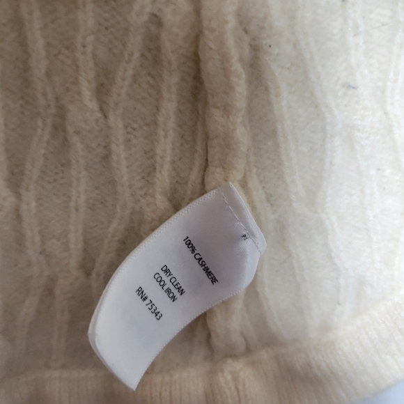 Small St. Tropez Cream 2 Ply Cashmere Cableknit Shawl Collar Open Front Cardigan - Picture 3 of 6